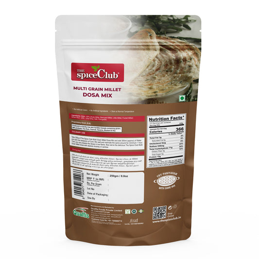 The Spice Club Multi Grain Millet Dosa Mix 250g | Dosa Mix with Multiple Millets & Grains | Ready-to-Use Dosa Mix | Millet-Based Dosa Mix | instant & quick breakfast dosa | batter mix for dosa
